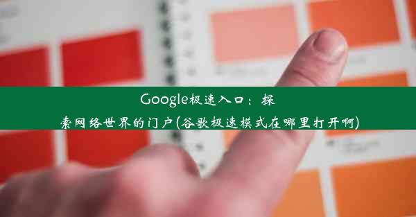 Google极速入口：探索网络世界的门户(谷歌极速模式在哪里打开啊)