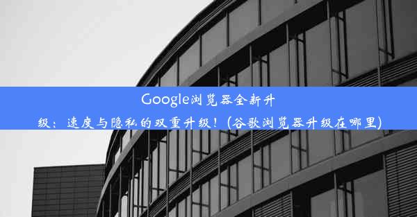 Google浏览器全新升级：速度与隐私的双重升级！(谷歌浏览器升级在哪里)